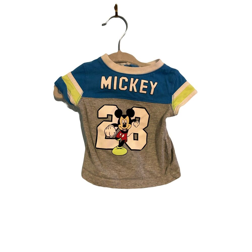 Disney Mickey Mouse #28 Jersey Style Toddler T-Shirt Gray Blue Size 3T